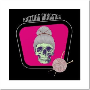 Knitting gangster skull Posters and Art